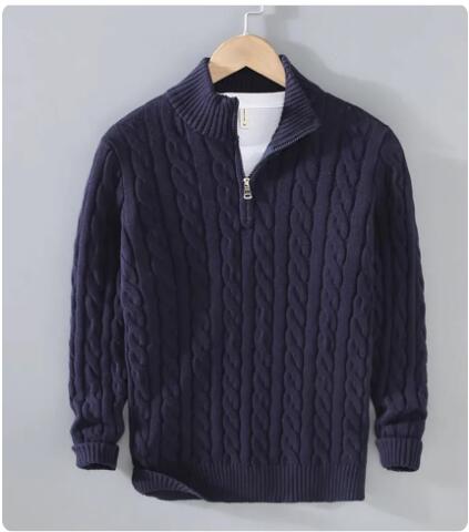 Men's Half-Turtleneck Zipper Sweater